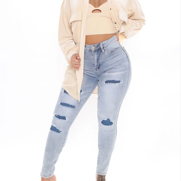 Stay Cozy Rip and Repair Knit skinny Jeans - Picture 2 of 2